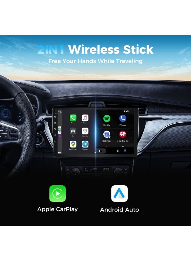Kingone 2 in 1 Wireless CarPlay and Android Auto Adapter, Convert Wired to Wireless CarPlay Adapter, No Delay and Stable Control Mini Size with Extension Cable USB-C and Type-C(Black) - Image 3